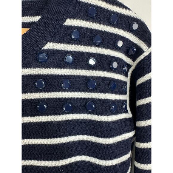 J.Crew Striped Merino Wool Sweater with Jewel Embellishment Size XS NWT - Picture 5 of 12